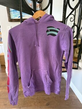 Free City Purple Hooded Women's Sweater with Graphic Accents